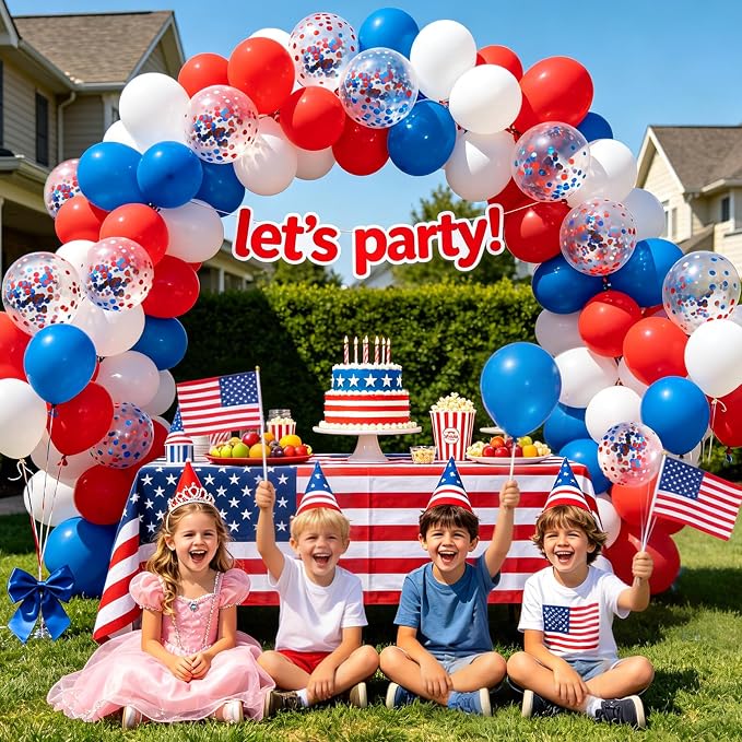 75pcs Red White and Blue Latex Balloons - Image 5