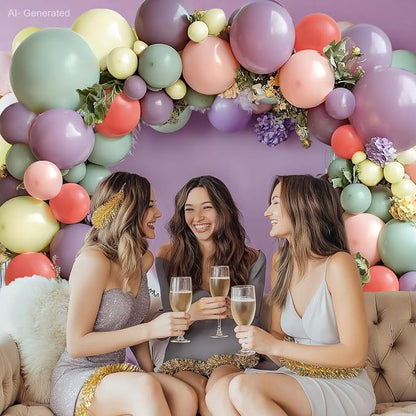Dusty Green Purple Pink Balloons Arch Kit, Double Stuffed Pastel Balloon Garland - Image 5