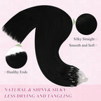 YoungSee Micro Loop Hair Extensions Real Human Hair Black Micro Bead Hair Extensions Real Human Hair Jet Black Beaded Hair Extension Long Hair 22In 50g Microring Hair Extension Remy Hair 50s