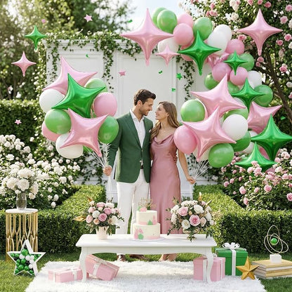 Green Pink Star Balloons, 26 Inch and 10 Inch Pink Stars Shaped Balloon - Image 7