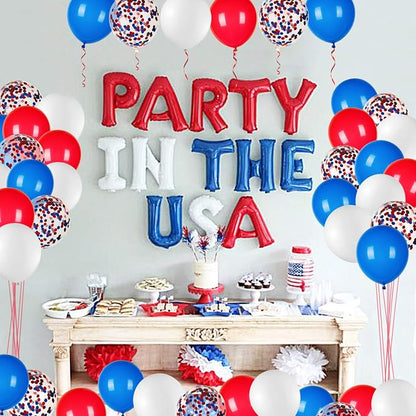 80 PCS Red White Blue Balloons 12 in - Image 3