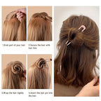 6Pcs Metal French Hair Pins for Women U Shape Sticks 3.9 Inch Vintage Fork for Hairstyle Accessories(Rosegold)