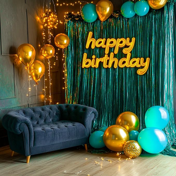 PartyWoo Teal Tinsel Streamers Turquoise Foil Fringe Streamer 8.2FT 3pcs | Teal - Image 5