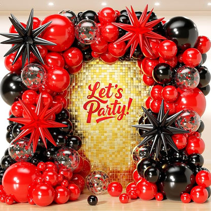 153Pcs Red and Black Balloons Garland Arch Kit by PTGOLUO