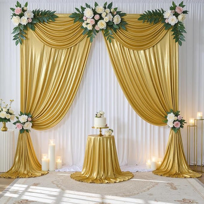 10x10 ft Gold Sequin Backdrop Curtain Panels - Image 5