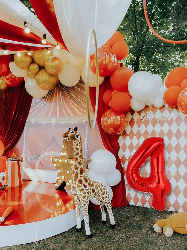 40 Inch 4 Red Number Balloons Mylar Foil Balloons 4th Birthday Party Decor | - Image 7