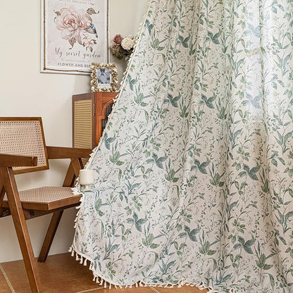ENJOYBRIDAL Floral Curtains 84 Inches Semi Sheer Boho Drapes by ENJOYBRIDAL