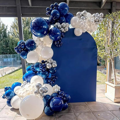 HILAVO Blue White Silver Balloon Arch Kit Fathers Day Explosion Star 4D Silver - Image 4