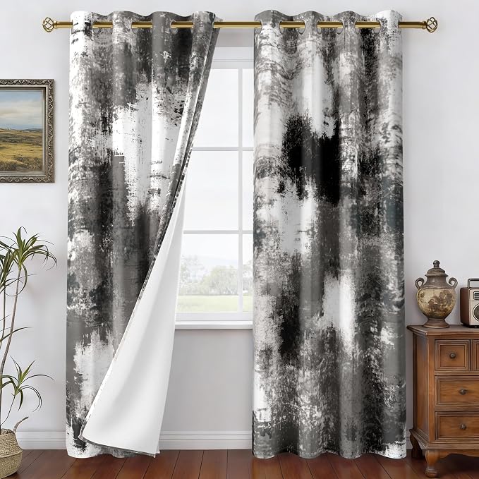 Asuexpect Abstract Curtains 2 Panels Abstract Rust Curtain Room Darkening - Image 3