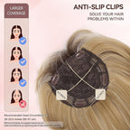 LEEONS Hair Toppers for Women with Bangs Short Bob Synthetic Pieces for Thinning Hair Side Part (Dark Blonde with Dark Root)