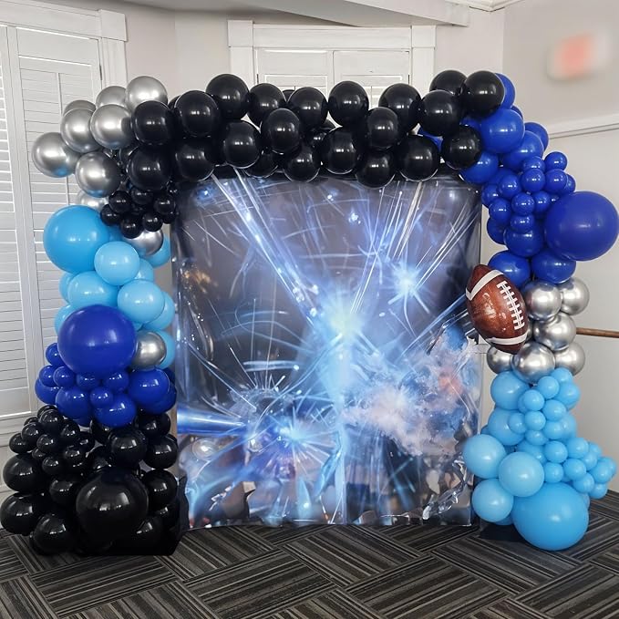 Blue Black Balloons 60 Pcs Royal Blue Black and Metallic Silver Confetti - Image 5