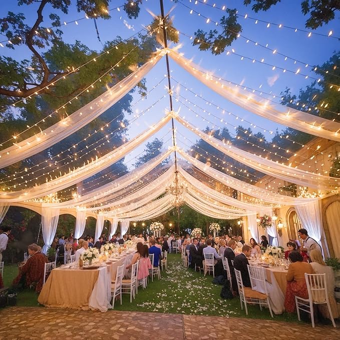 6 Panels Champagne Ceiling Drapes - Image 7