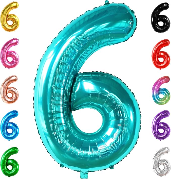 KatchOn, Giant Teal Blue Number 6 Balloon by KatchOn