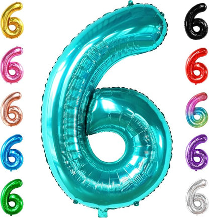 KatchOn, Giant Teal Blue Number 6 Balloon by KatchOn