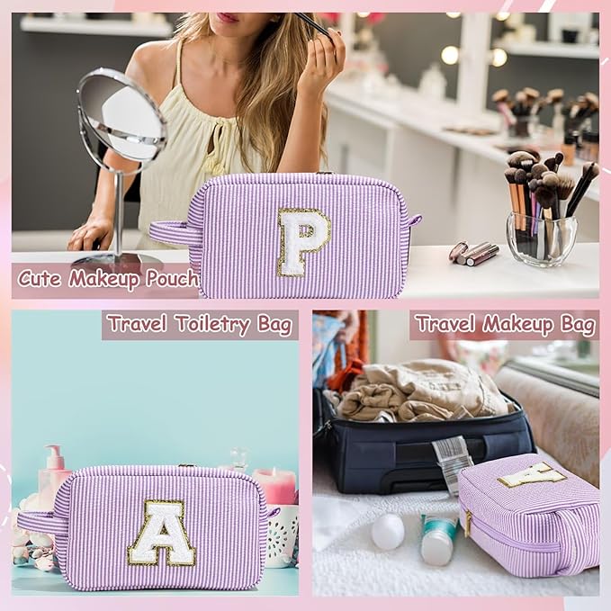 YOOLIFE Bridesmaid Proposal Gifts - Bridal Shower Gifts, Bride To Be Gifts, Bridesmaid Gifts for Wedding Day, Maid of Honor Gifts, Bachelorette Party Gift for Bride, Initial Makeup Bags, Letter I