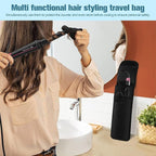 Women's Heat Resistant Neoprene Curling Iron Holder Flat Iron Curling Wand Travel Storage Cover Case Bag Pouch -Water-Resistant (Black)