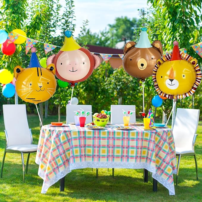 Animal Head Foil Balloon Kit, Lion Bear Monkey Cat foil balloon, Birthday Party - Image 5