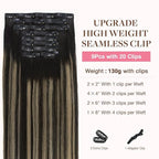 GOO GOO Clip in Hair Extensions Real Human Hair, Remy Human Hair Extensions Clip ins for Women, Natural Human Hair, 14inch 130g 9Pcs, 1B/16/1B Balayage Natural Black to Light Blonde