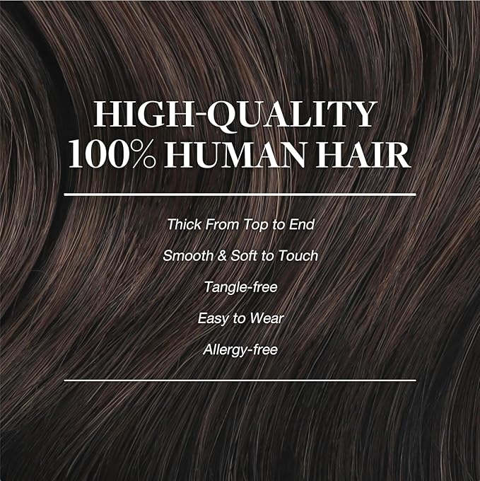 GOO GOO Clip in Hair Extensions Real Human Hair, Remy Human Hair Extensions Clip ins for Women, Natural Human Hair, 26inch 260g 9Pcs, #2 Dark Brown