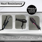 Silicone Hair Tool Holder & Heat Mat - Heat Resistant Mat for Hair Tools, Flat Iron, Curling Iron, Anti Heat Pad for Hair Straighteners - Professional Soft Rubber Pad & Flat Iron Cover