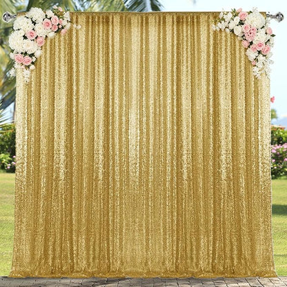 4×8FT Gold Sequin Backdrop Curtain, Photography Backdrop Glitter Curtains - Image 2