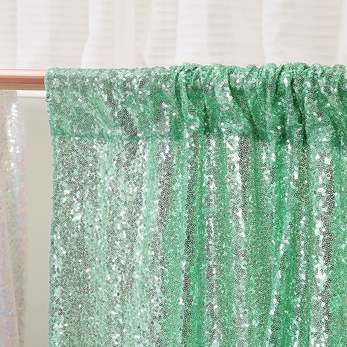 Poise3EHome Mint Green Sequin Backdrop, 10Ft x 10Ft Glitter Photography - Image 3