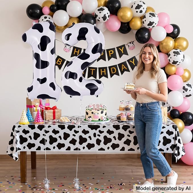 40 Inch Cow Print Number 12 Balloon - Image 4