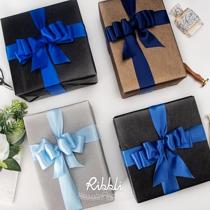Ribbli Blue Satin Ribbon 1-1/2 Inch x 4 Rolls Total 40 Yards- Baby Blue/Royal - Image 4