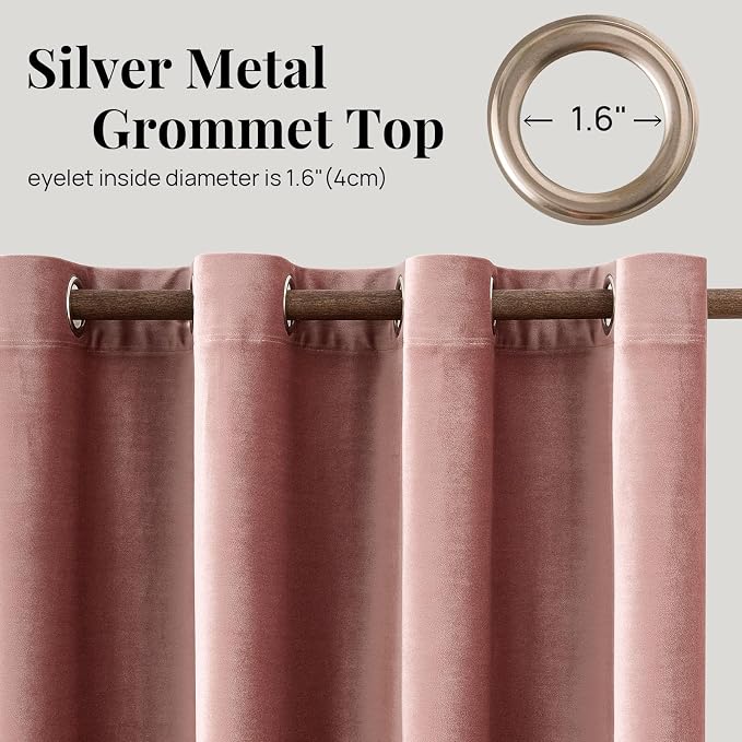 BULBUL Velvet Dusty Pink Blackout Curtains 90 inch Long - Image 6