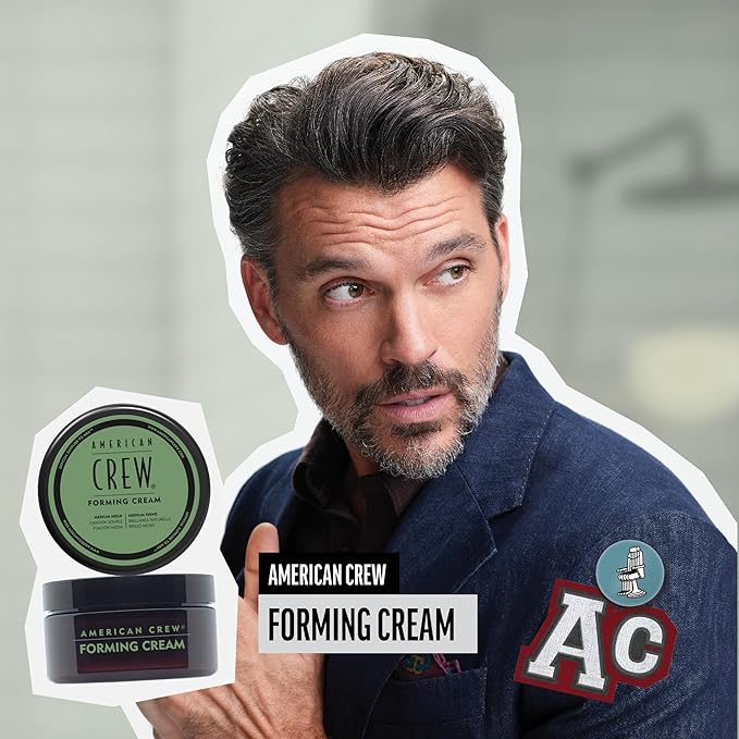 American Crew Men's Hair Forming Cream, Like Styling Gel with Medium Hold & Shine, Travel Size, Stocking Stuffer for Him, 1.7 oz