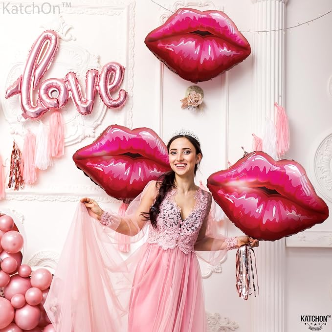 KatchOn Red Lip Balloons 30 Inch - Image 2