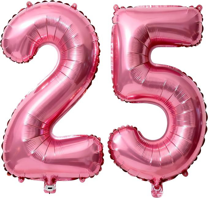 Pink Number 25 Balloons 40 Inch Giant Pink 25 Foil Mylar Balloons by COLORFULELVES