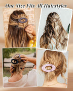 Mesovor 6 Pack Flat Hair Claw Clips, 4.33" Nonslip Large Round Lay Flat Hair Clips | Strong Hold French Flat Hairclips for Lying Down, Yoga, Driving (Neutral Polished)