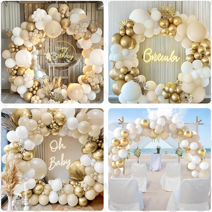 Archloon White Sand Gold Balloons Garland Arch Kit - Image 2