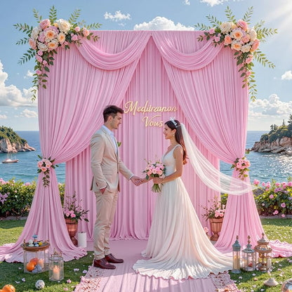 10 ft x 8 ft Wrinkle Free Pink Backdrop Curtain Panels - Image 6