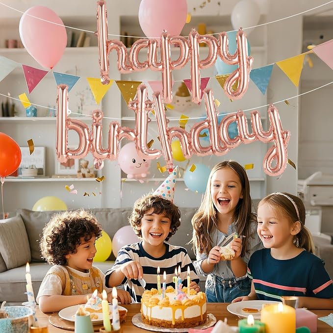 Happy Birthday Balloons Banner Foil Letters Balloons Connected, Personalized - Image 4