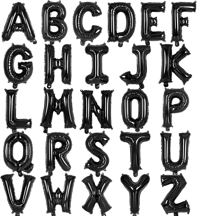 26 Pcs Black Letter Balloons, 16 Inch Foil Alphabet Letter Balloons, Letter A-Z by YOTHORN