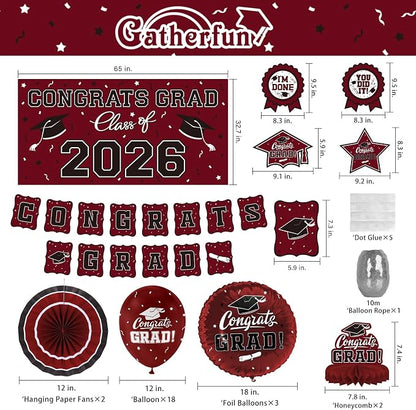 Maroon Themed 2026 Graduation Decorations Set - Image 2