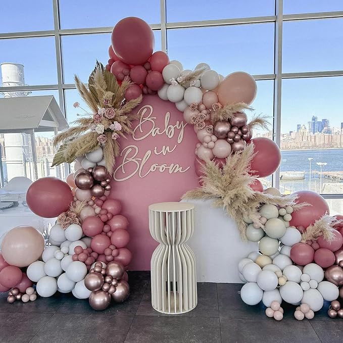 Pink White Balloons Rose Gold Blush White Balloon 60pcs 12inch Latex Helium - Image 3