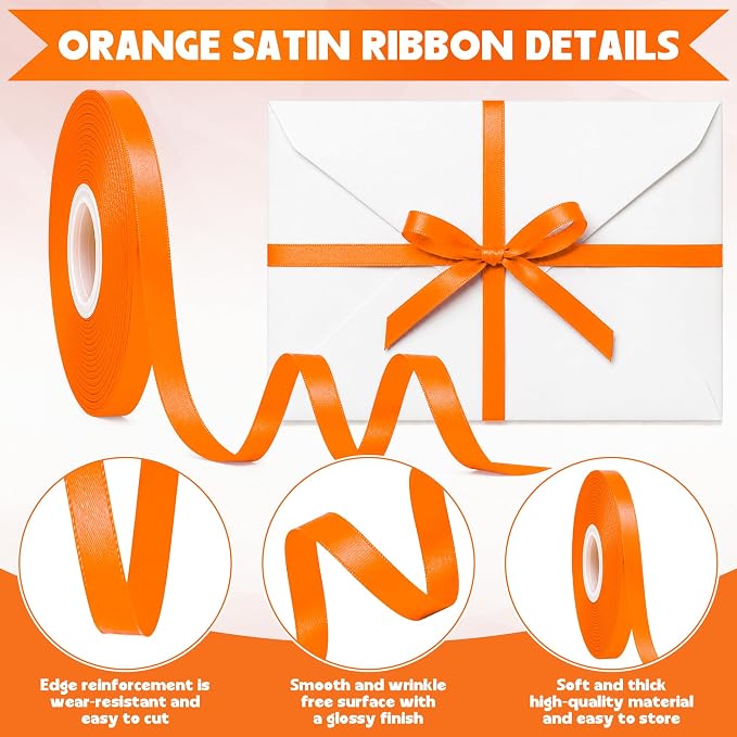 3/8In 30Yards Orange Thin Ribbon - Image 3