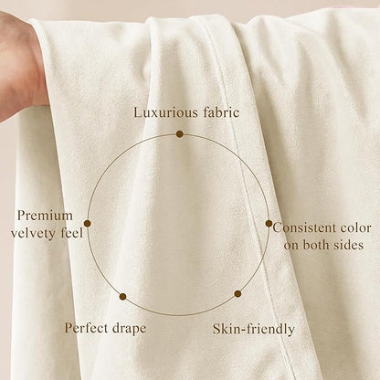 Ivory White Velvet Curtains for Nursery Back Tab, W52 x L120, Extra Back tab - Image 4