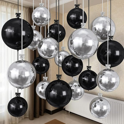 Black Silver Round Foil Balloons by Togvu