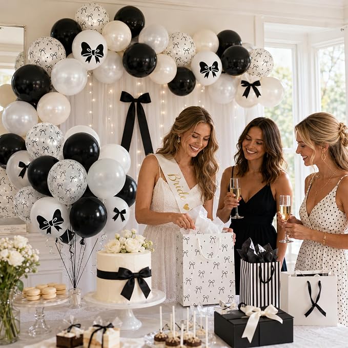 Black Bow Balloons 60PCS Printed Bow - Image 5