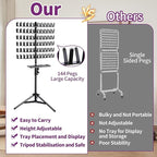 CF Braiding Hair Rack with Detachable Tray, Height Adjustable Braiding Rack 2-sided 144 Pegs Hair Extension Holder, Hair Stand with Storage Bag & Stylist Hair Braiding Accessories for Hair Salon