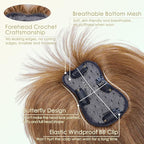 Hair Toppers for Women Clip in Bangs Real Human Hair,30g Light Brown Topper for Women 150% Density Silk Base Clip in Pieces Straight Hair for Thin Hair