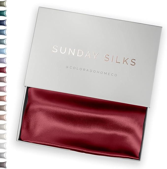 SUNDAYSILKS™ Premium Silk Pillow Cases | 100% Mulberry Silk Pillowcase with Zipper, All Sides Real 22 Momme Grade 6A Silk, Standard Queen, King Size [Pinot]