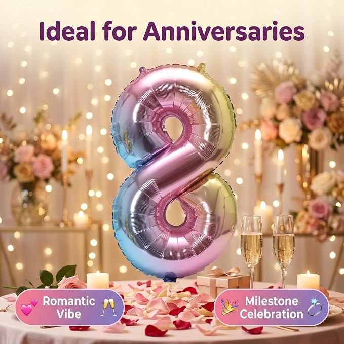 YPSelected 32 Inch Large Foil Helium Number Balloon Birthday Wedding Party 0-9 - Image 4