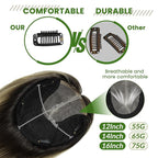 HAIR Toppers for Women Real Human Hair 150 Density 14 inch 65 grams 6x7 inch Natural Black to Chocolate Brown and Caramel Blonde lace Silk Base Clip in Hair Pieces for Women（#1B427 14inch）