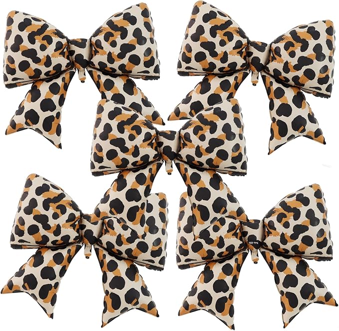 38 Inches Bow Balloon Leopard Print by Vuzvuv