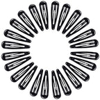 24 PCS 2.36 In Metal Snap Hair Barrettes For Women Water Drop Shape Hair Clips For Thick Thin Fine Hair,Bright Black
